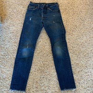 Levi button up 501s skinny jeans